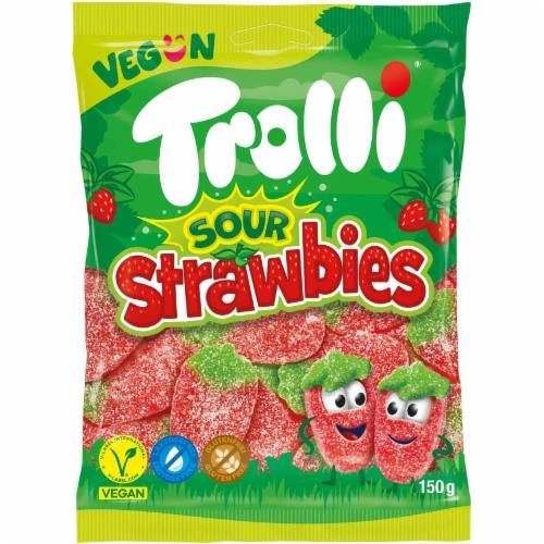 Цукерки желейні Trolli Sour Strawbies - 150 g, фото 1