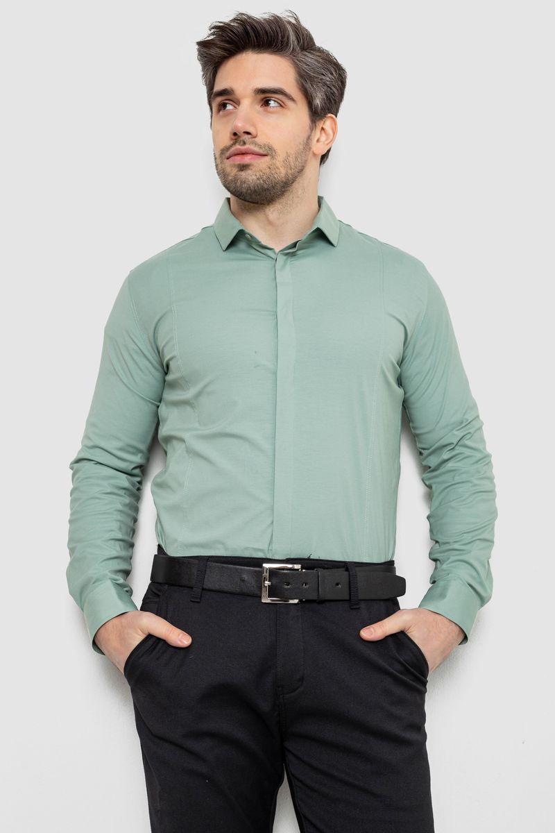 Сорочка чоловіча однотонна, колір оливковий, 186R2100, фото 1