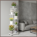 Металева стійка для квітів на 6 рівнів з сітчастими полицями та коліщатками 112х42х22см CVT-6P, фото 5