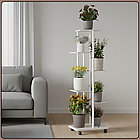 Металева стійка для квітів на 6 рівнів з сітчастими полицями та коліщатками 112х42х22см CVT-6P, фото 6