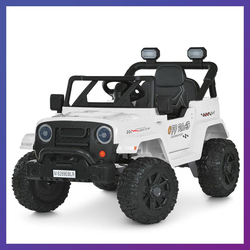 Дитячий електромобіль на акумуляторі Джип Bambi M 6289 з пультом р/у для дітей 3-8 років Білий, фото 1