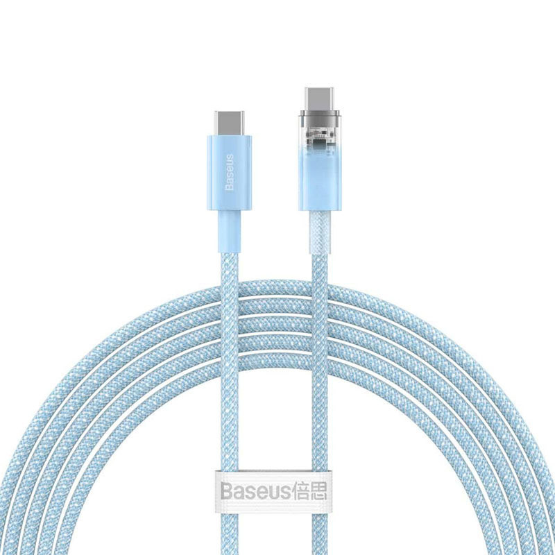 Кабель Baseus Explorer Series Fast Charging Cable with Smart Temperature Control Type-C to Type-C 100W 1m Galaxy Blue, фото 1