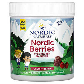 Мультивітаміни для дітей, смак вишні, Nordic Berries, Multivitamin Gummies, Ages 3+, Nordic Naturals, 120 жувальних цукерок