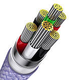 Кабель Baseus Flash Series Ⅱ One-for-three Fast Charging Data Cable USB to M+L+C 100W 1.2m Purple, фото 6