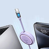 Кабель Baseus Free2Draw Mini Retractable Charging Cable Type-C to Type-C 100W 1m Nebula Purple, фото 5