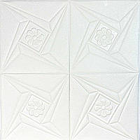 Самоклеюча декоративна 3D панель Loft Expert ромб квітка біла 700x700x5 мм