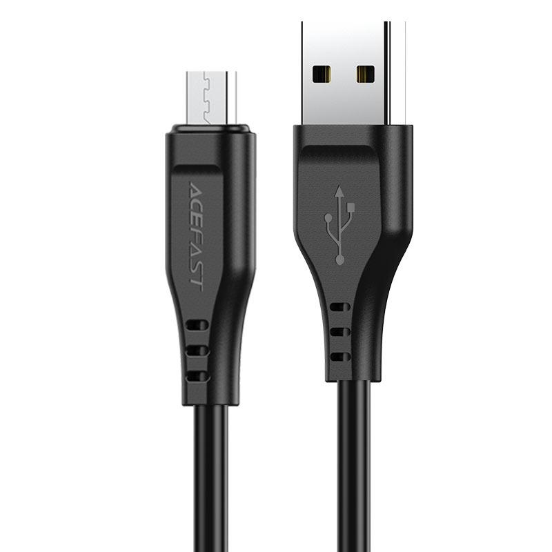 Кабель ACEFAST C3-09 USB to Micro 2,4A, 1.2m, TPE, TPE connectors, Black, фото 1