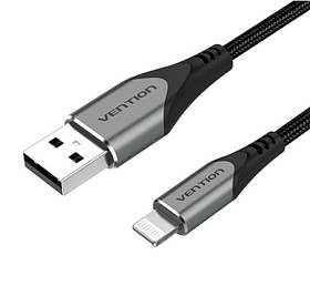 Кабель Vention USB 2.0 A to Lightning Cable 2M Gray Aluminum Alloy Type (LABHH)