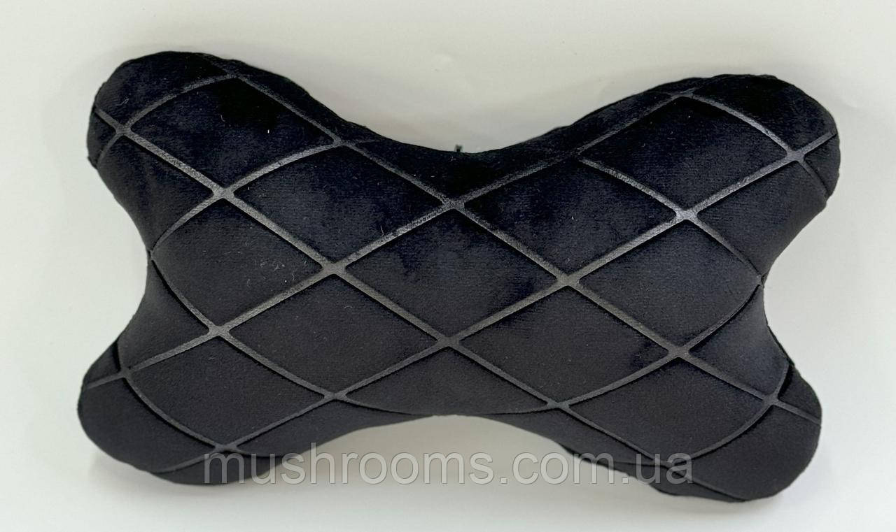 Подушка підголовник для автомобіля з Алькантри Чорна автоподушка підголовник для автомобіля під шию водію, фото 1