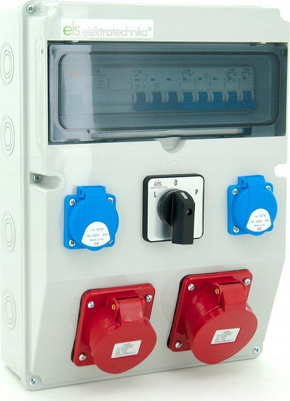 ELS Elektrotechnika Будівельне розподільче обладнання 32A/5 + 16A/5 + 2*GS 230V + захисти + диференціал + автоматичний вимикач
