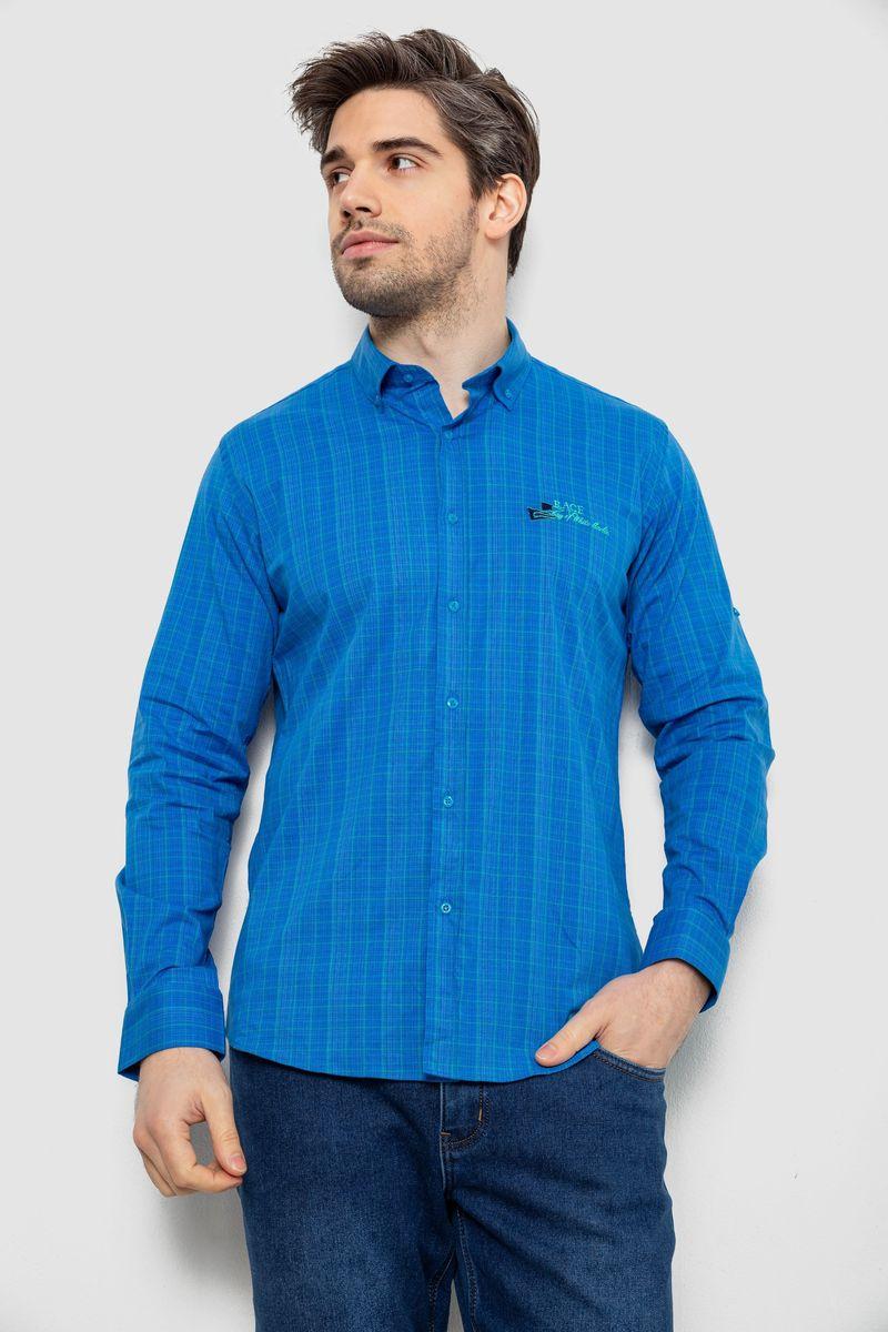 Сорочка чоловіча картата з принтом, колір електрик, 186RM04, фото 1