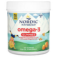 Омега-3 для дітей від 3 років, смак мандарину, Omega-3 Gummies, Ages 3+, Nordic Naturals, 120 жувальних таблеток