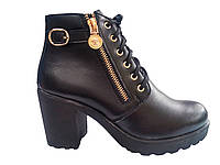 Женские удобные модные черные ботинки на каблуке, демисезон эко-кожа 36 In-Trend