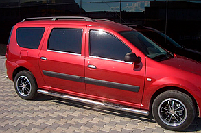 Бічні труби (2 шт., нерж.) 60 мм, з пластиковими вставками для Lada Largus 2012- рр