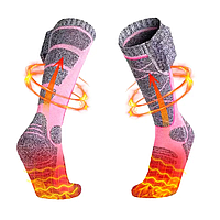 Шкарпетки з підігрівом ZBHSWZ02 з блоком живлення 4000mAh 38-44р. (Сірий з рожевим)