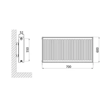 Радіатор сталевий Thermo Alliance IMAS 11 тип 600х700 бічне під'єднання 859 Вт, фото 2
