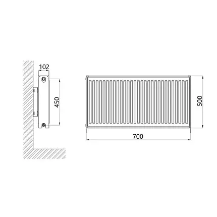 Радіатор сталевий Thermo Alliance IMAS 22 тип 500х700 нижнє під'єднання 1340 Вт, фото 2