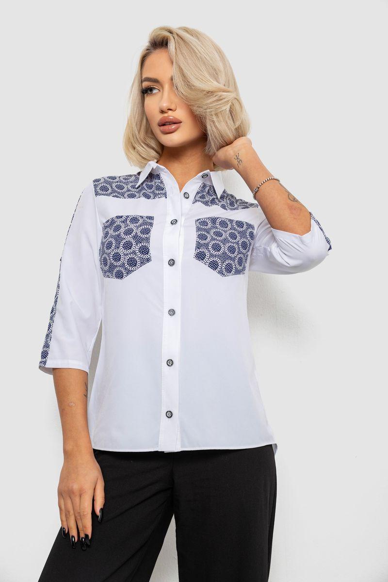 Сорочка класична з принтом, колір білий, 230R7214, фото 1