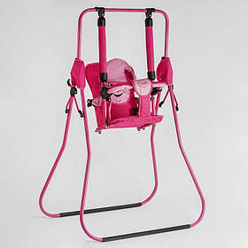 Гр Гойдалка підлогова "Алінка" 205423 (1) малиновий каркас, малинова матерія, рожевий гномик, в пакеті