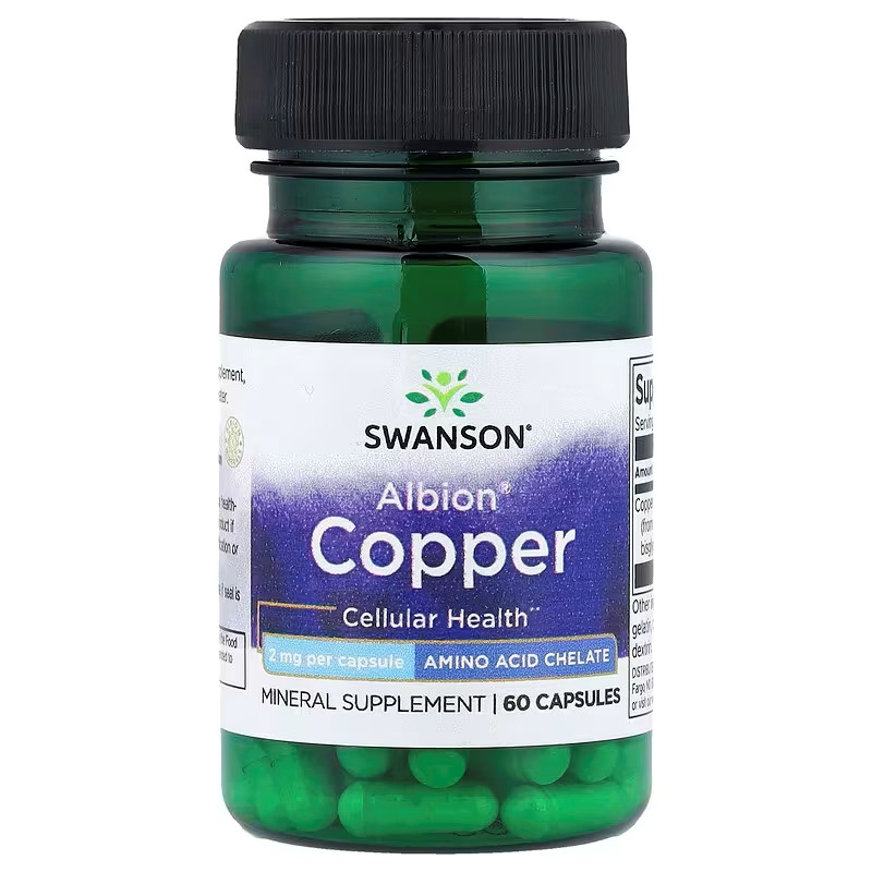 Мідь Swanson Albion Copper 2 mg 60 Caps, фото 1