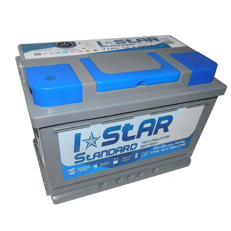 Акумулятор стартерний (I STAR Standard KAINAR) 6СТ-77 А3 77Ah EN760 (278x175x190) Евро(-/+) 577 72 04, фото 1
