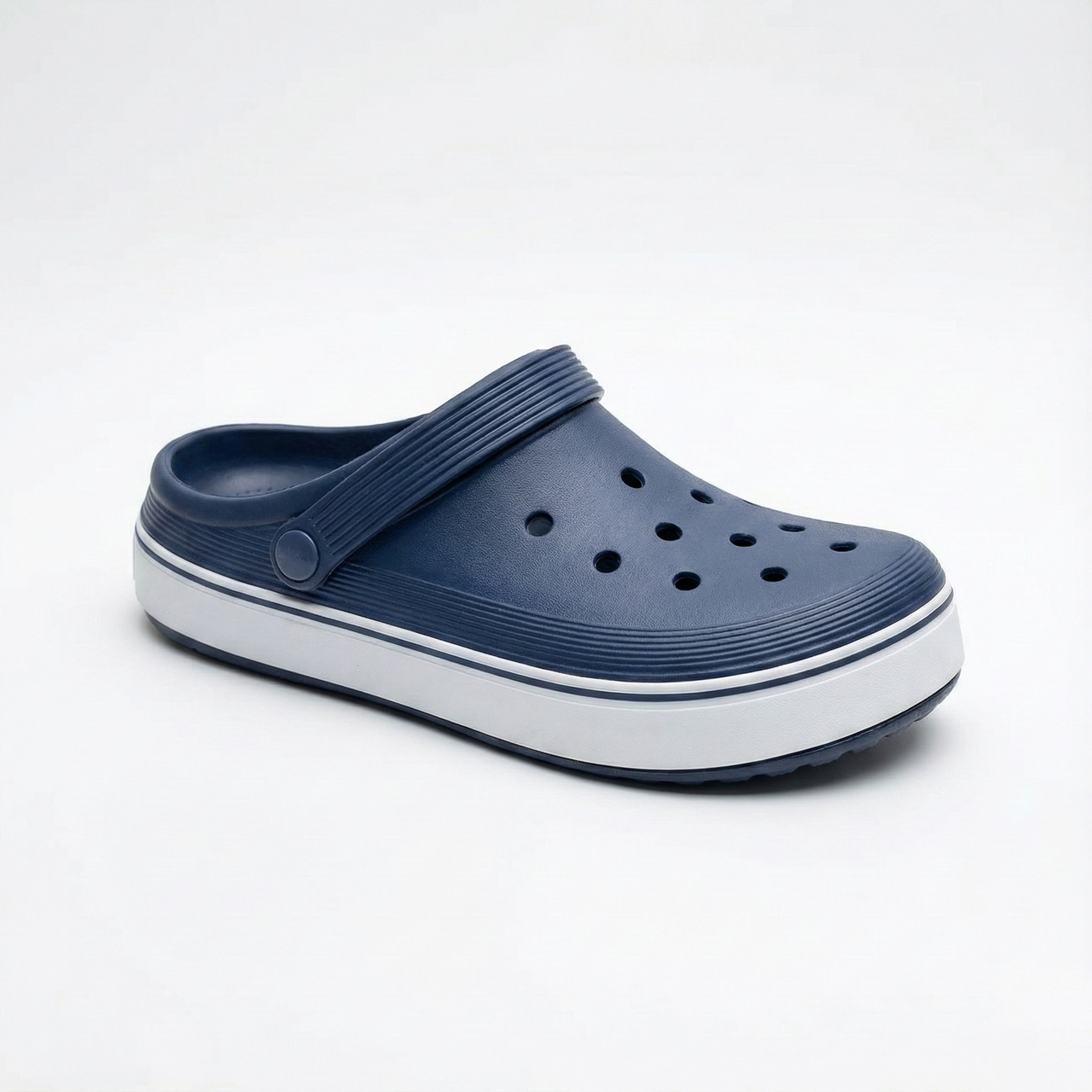 Сабо чоловічі крокси темно-сині на білій підошві (піна ЕВА). Зручні літні шльопанці, фото 1