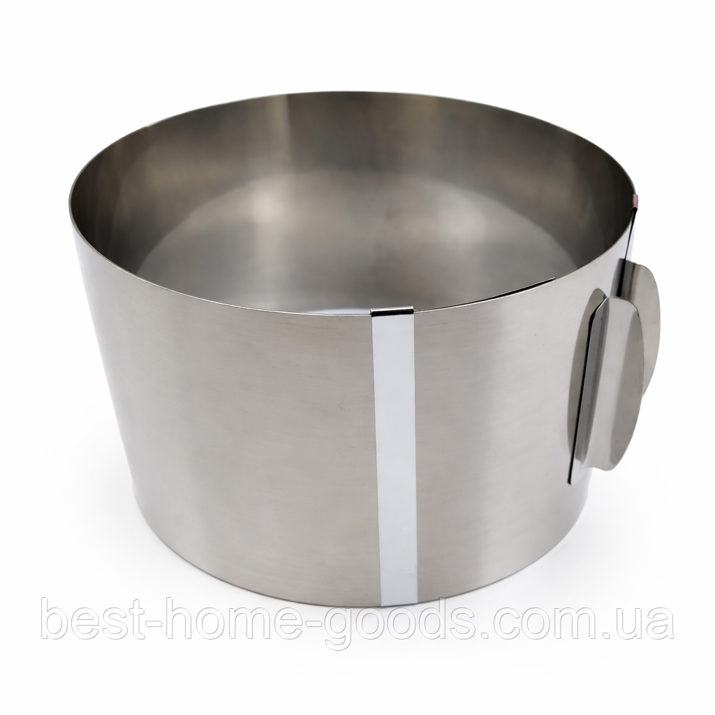 Кругла розсувна форма для випічки | Нержавіюча сталь | Ø20–38 см | h-12 см | Без дна | Регульована форма для тортів, фото 1