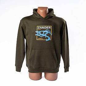 Худі Acropolis "Судак" для риболовлі (хакі) з принтом Spinning Fishing, чоловічий светр з капюшоном