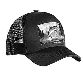 Кепка Acropolis "Форель" ОШМ-20 (чорна) чоловіча, бавовна, для риболовлі, S/M/L, Україна