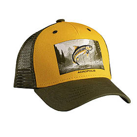 Кепка Acropolis "Форель" ОШМ-20 (жовта) S-L: бавовняна кепка для риболовлі, з принтом, від сонця