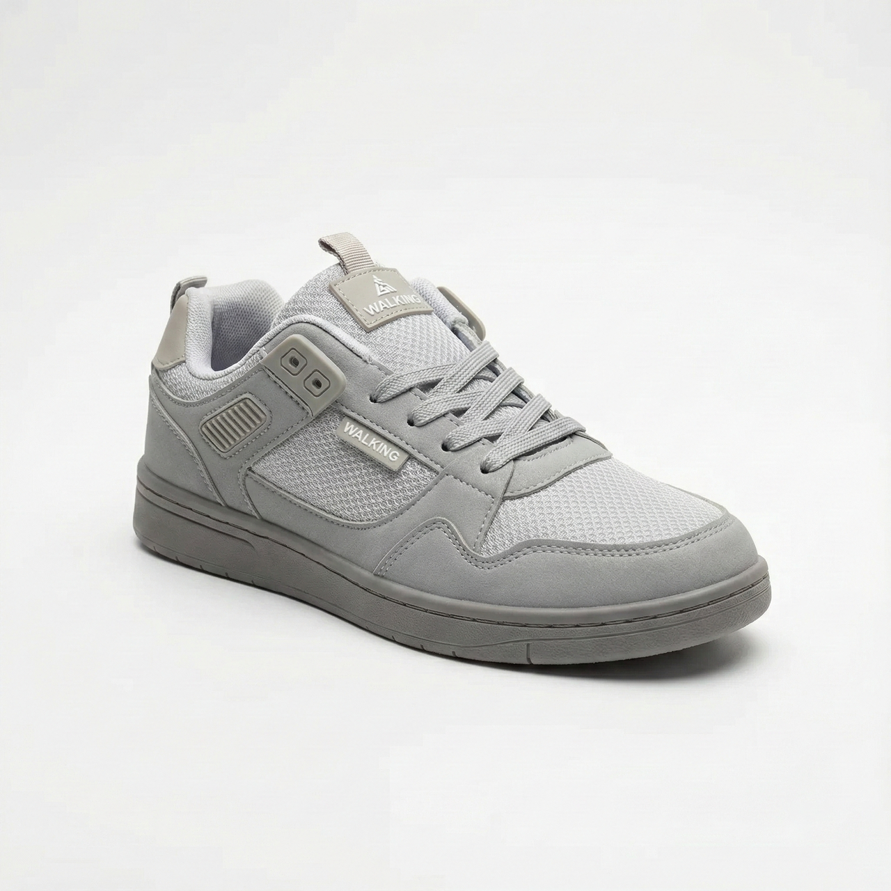 Чоловічі кросівки сірі літні сітка WALKING. Легкі повсякденні кеди на шнурівці, фото 1