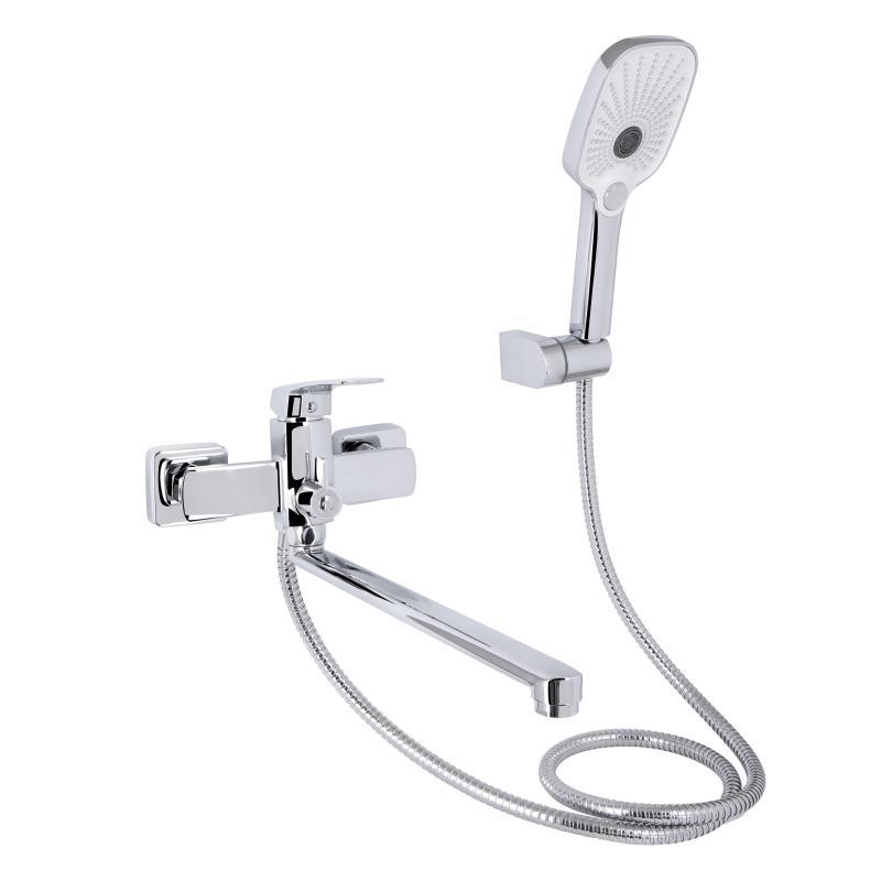 Змішувач для ванни Qtap Tern з довгим поворотним виливом (з душовим гарнітуром) QTTER260CRM47587 Chrome, фото 1