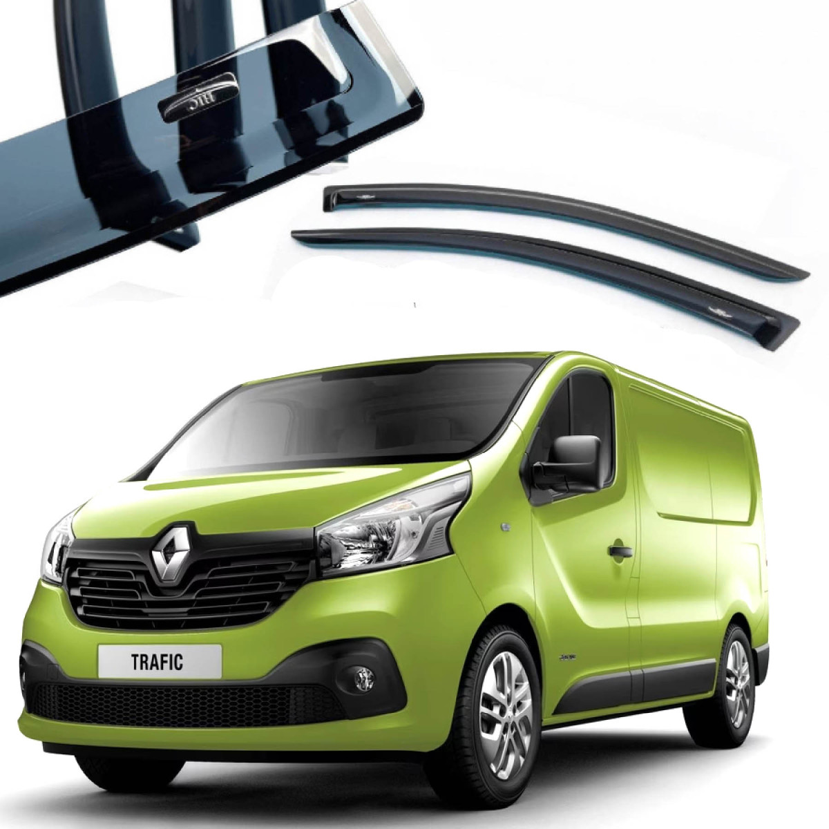 Дефлектори вікон вітровики HIC для Renault Trafic / Opel Vivaro 2014- на скотчі (REN34), фото 1