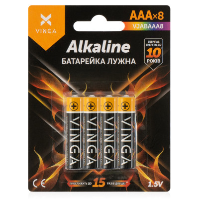 Батарейка AAA LR03 Alkaline 8pcs Blister Vinga (VJABAAA8), фото 1