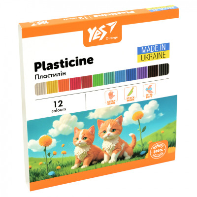 Пластилін Yes Orange Line 12 кольорів 240 г (540689), фото 1