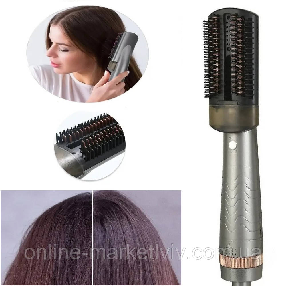 Фен-гребінець Hair Steam Brush, 3в1 / Фен-браш для випрямлення / Стайлер для завивки волосся, фото 1