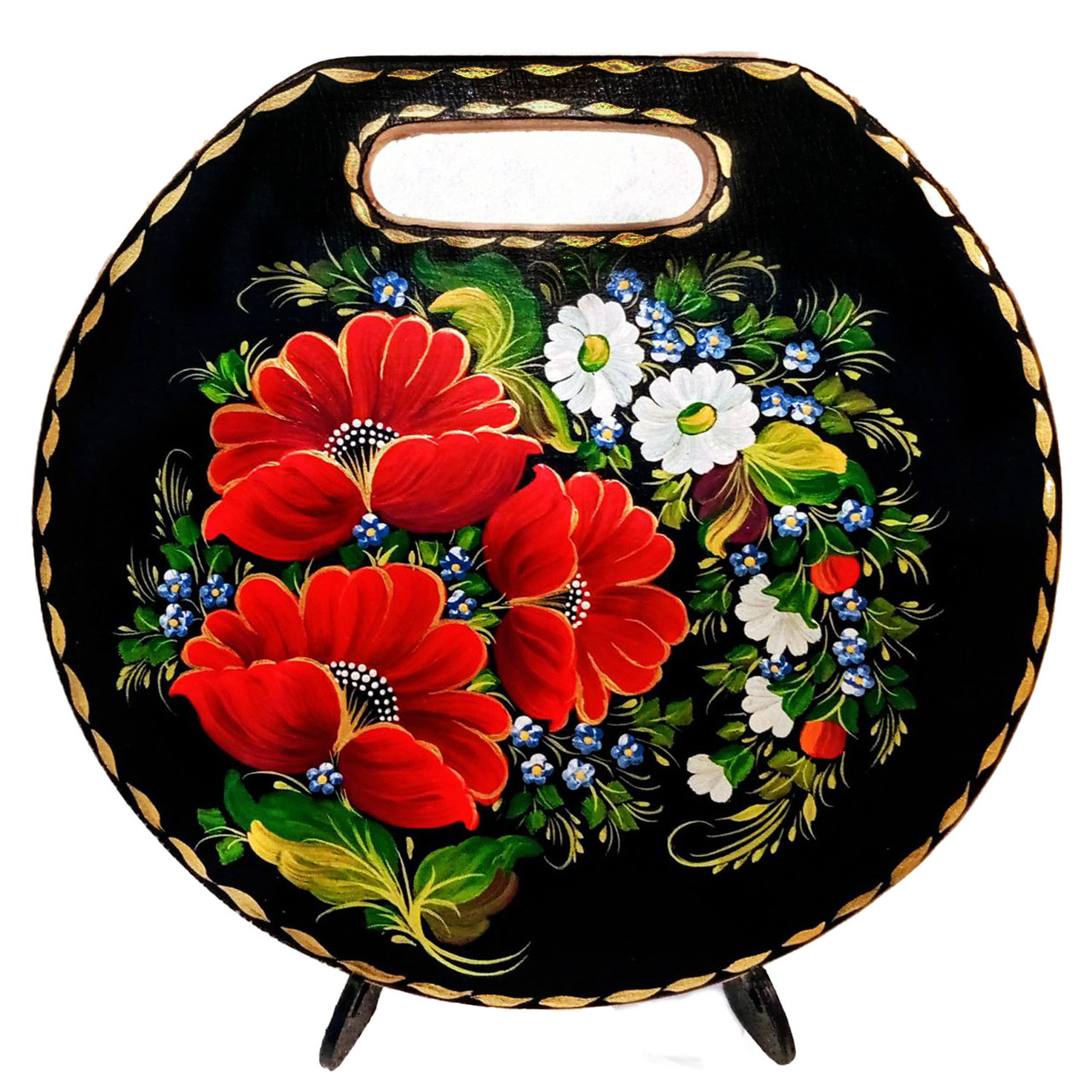 Дошка сервувальна велика дерев'яна з петриківським розписом Гранд Презент Дош-Вел-М-11