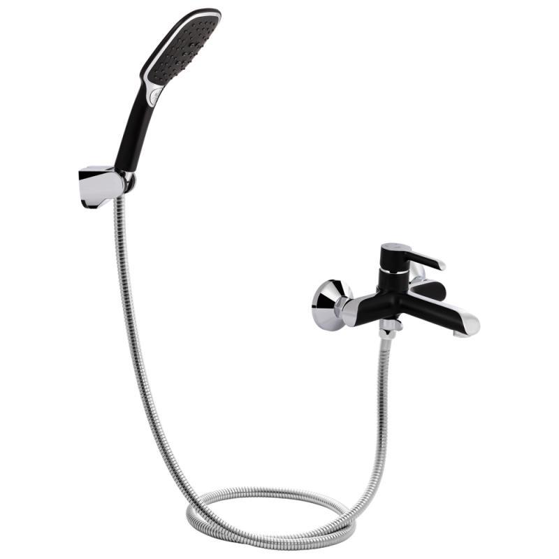 Змішувач для ванни Qtap Grand (з душовим гарнітуром) QTGRABCR006 Chrome/Black, фото 1