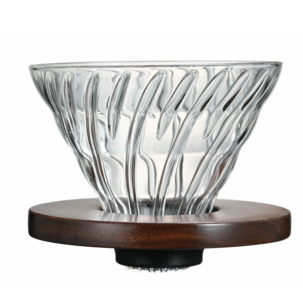 Пуровер Hario V60 02 Walnut скляний з дерев’яною підставкою