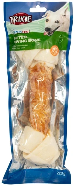 Кісточка Trixie Denta Fun 25 см для собак, натуральна шкіра, жувальна кісточка для чищення зубів, 220 г, арт. 31320