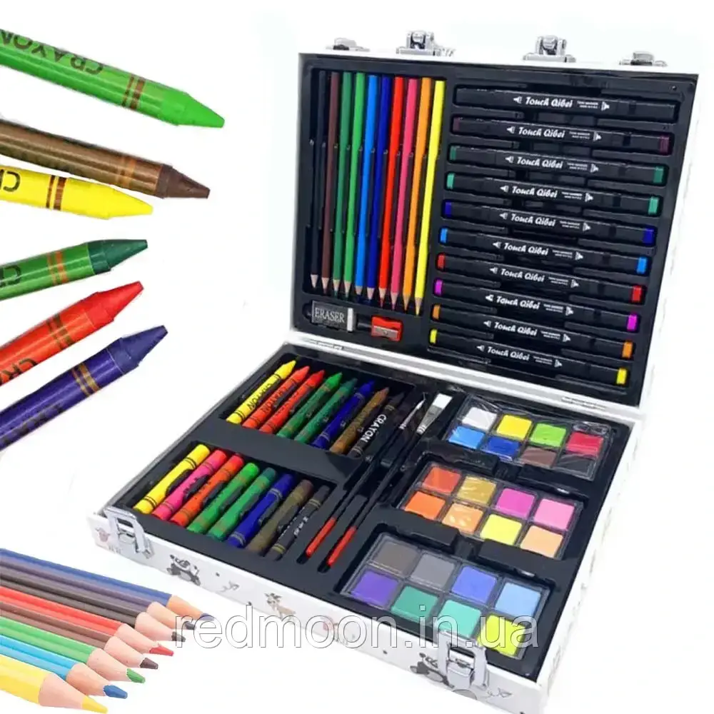 Дитячий набір для малювання в металевому кейсі, 50 предметів / Набір для творчості / Художній набір, фото 1