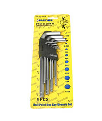 Набір ключів Г-образних довгих 6 гр PARTNER РА-509LB 9пр.