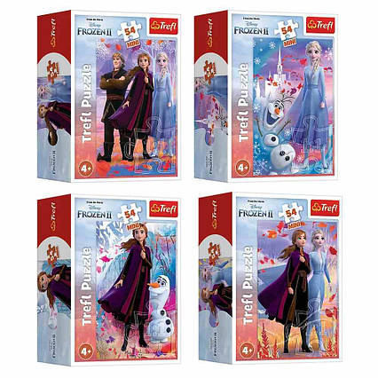 Пазли 54 Mini Frozen У світі Анни та Ельзи, в кор. 9*6,5*4см, ТМ Trefl, Польща