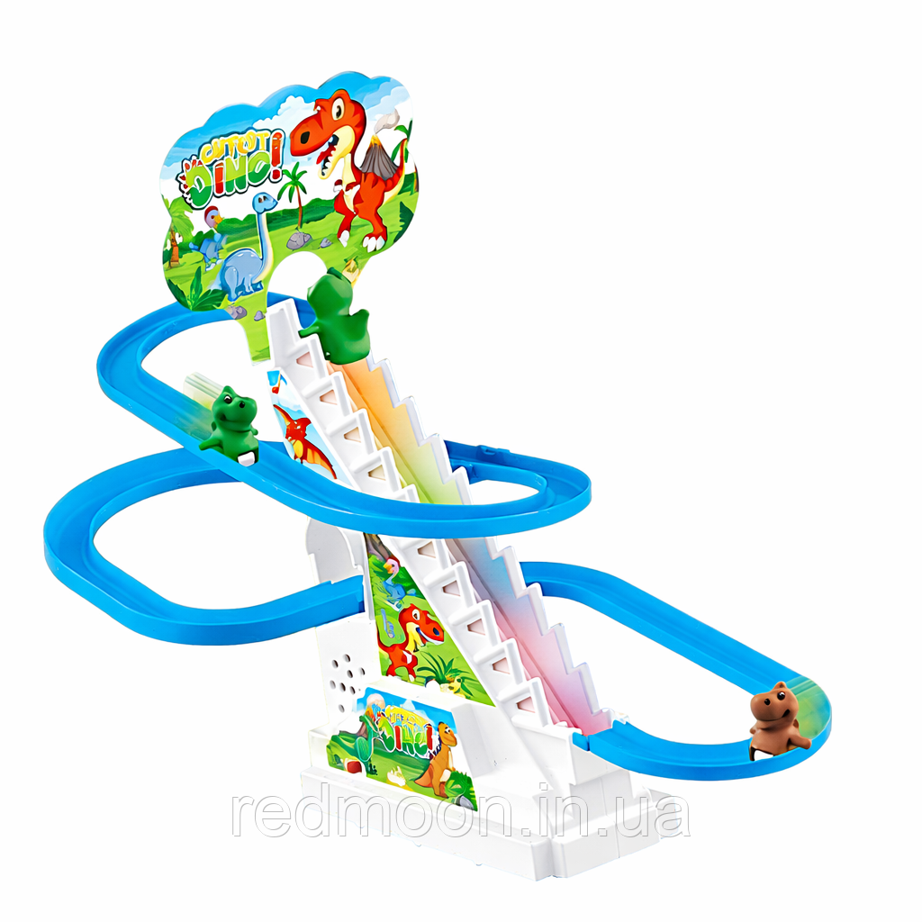 Музична іграшка-трек Діно на гірці + 3 фігурки / Інтерактивна гра гірка з дінозаврами / Трек-гірка / Іграшковий трек, фото 1