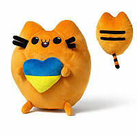 М'яка іграшка Пушин кіт Пушин з серцем оранжева 26 см найкращий подарунок для дітей і дорослих