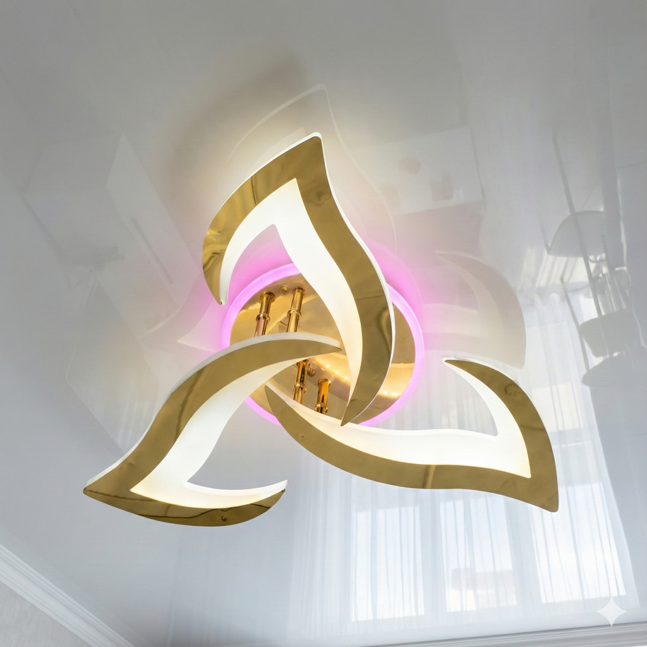 Люстра Led Лотос з підсвічуванням SVET 65W до 16 м² колір Золотистий SY-5329/3 GD+RGB, фото 1