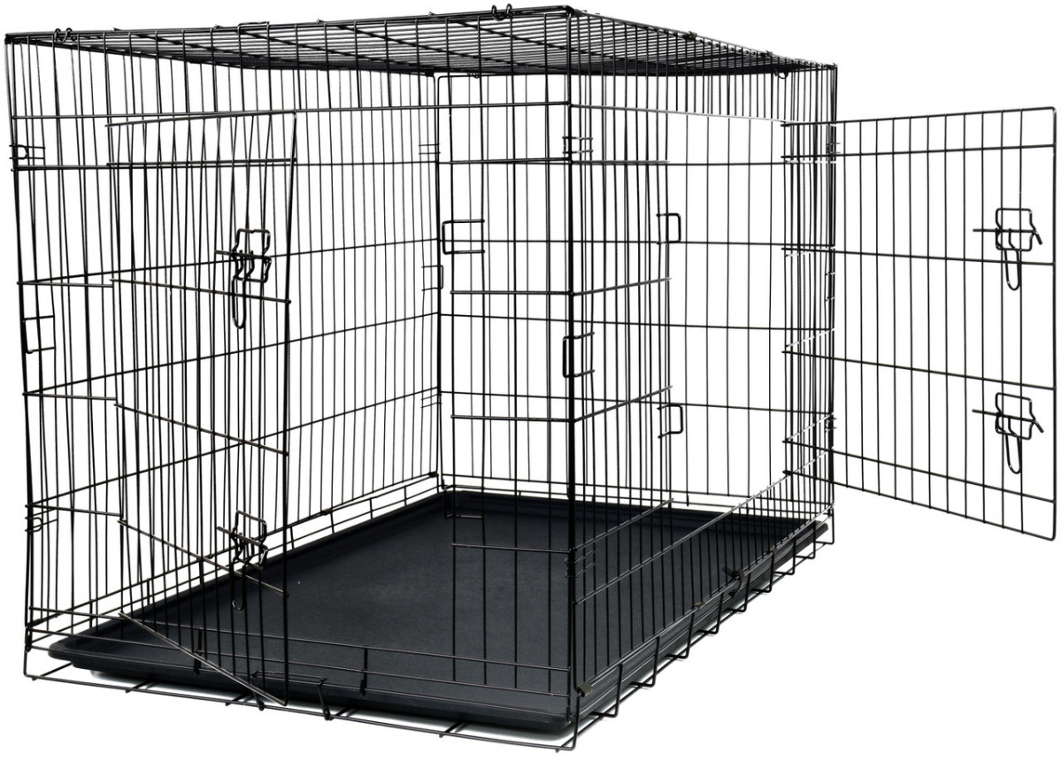 Клітка для тварин Funfit XXXL (122х74х80 см), металева , чорна, транспортна, з висувним піддоном, для собак і котів