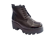 Женские демисезонные стильные черные ботинки на тракторной подошве, эко-кожа 36 In-Trend