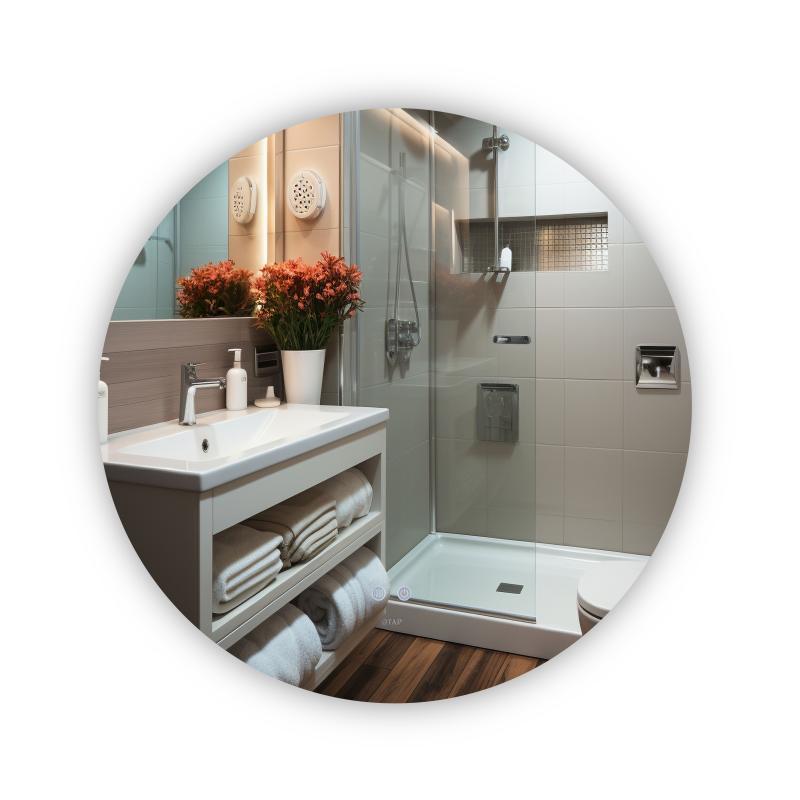 Дзеркало Qtap Taurus R800 з LED-підсвіткою Touch, з антизапотіванням, з димером, рев. темп. кольору (3000-6500 K) QT2478R807