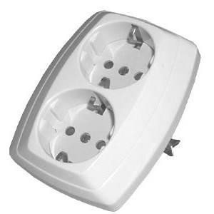 Розетка прихованої проводки подвійна з заземленням, фото 1